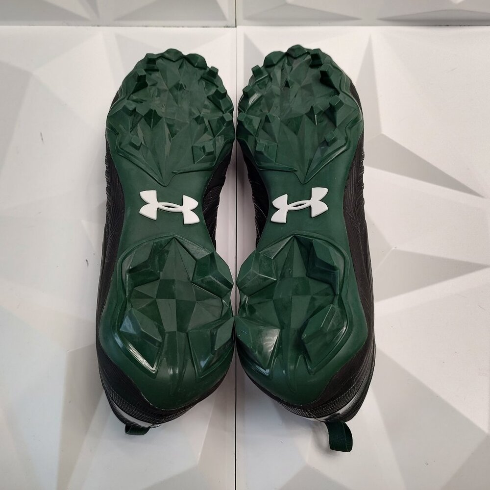 Under Armour Mens Football Cleat 16 Black Green Shoe Lacrosse Nitro Mid MC - Picture 9 of 10